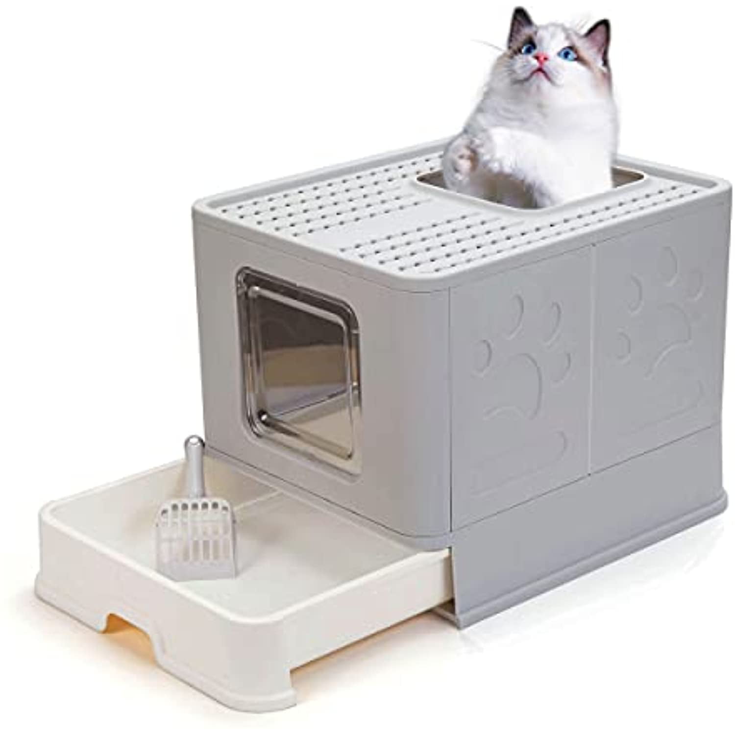 Cat Litter Box Pan Enclosed Large Kitty Pet Odor Remove Filter Potty Clean Scoop 
