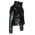 thumbnail image 6 of Abcnature Women Long Sleeve Glossy Leather Bread Down Jacket Zipper Pockets Coat Black XL, 6 of 6