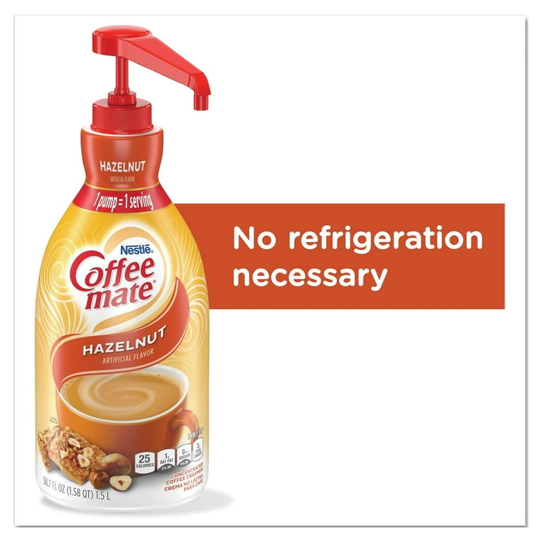 Liquid Coffee Creamer, Hazelnut, 1500mL Pump Bottle Liquid Coffee Creamer, Hazelnut, 1500mL Pump Bottle