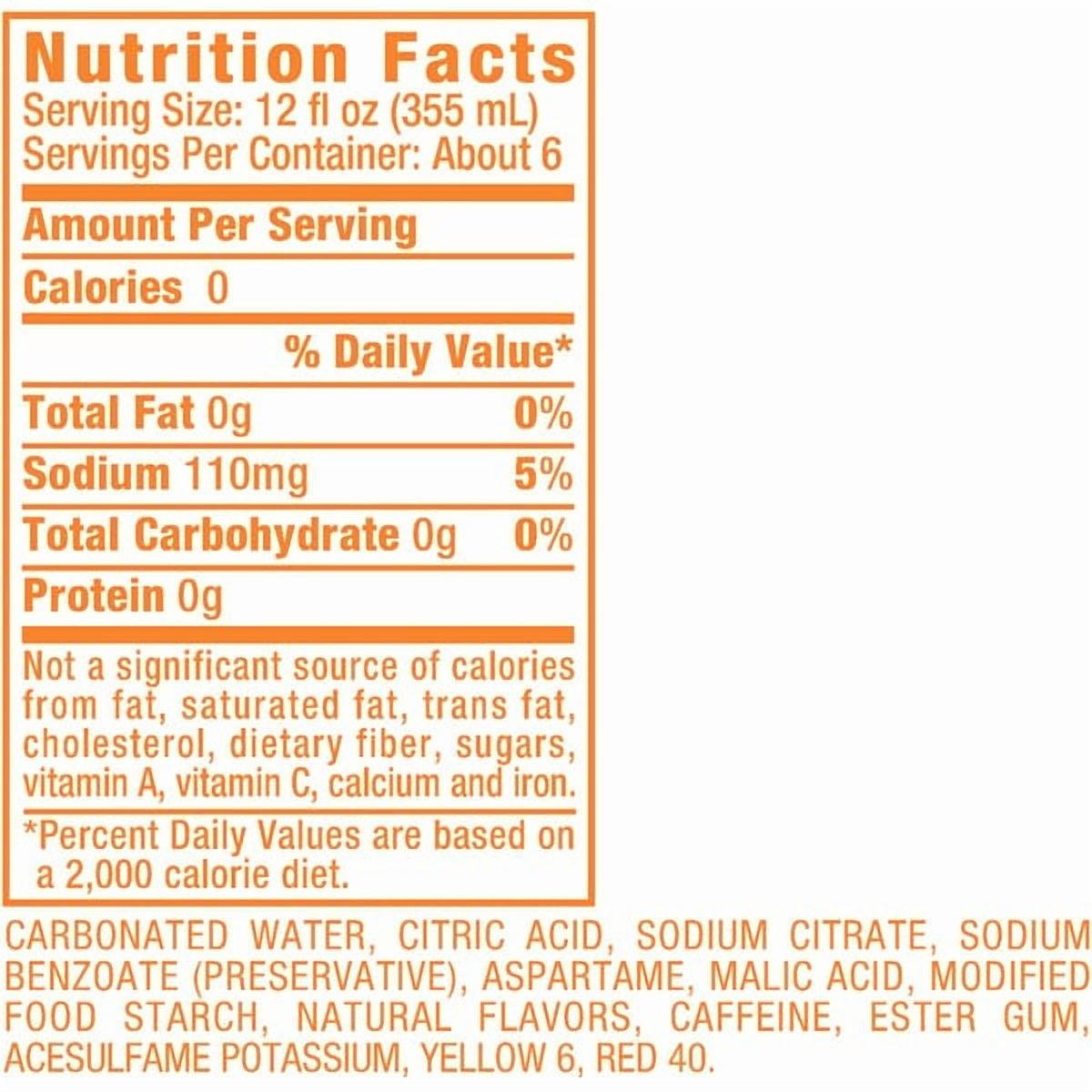 Diet Sunkist Orange Soda, 2 Liter Bottles, 6 Pack