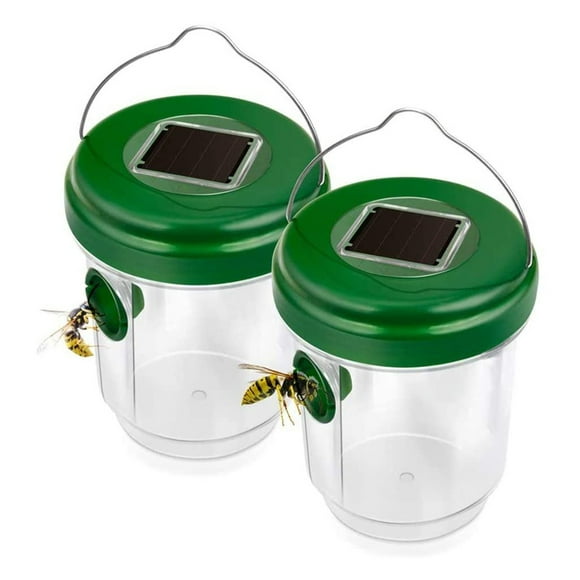 Wosthever Trampa de abejas solar LED Trampa de avispas para exteriores Trampas de avispones efectivas con energía solar con luz azul Durable y Jardín y Patio Solargrün 2 Stk