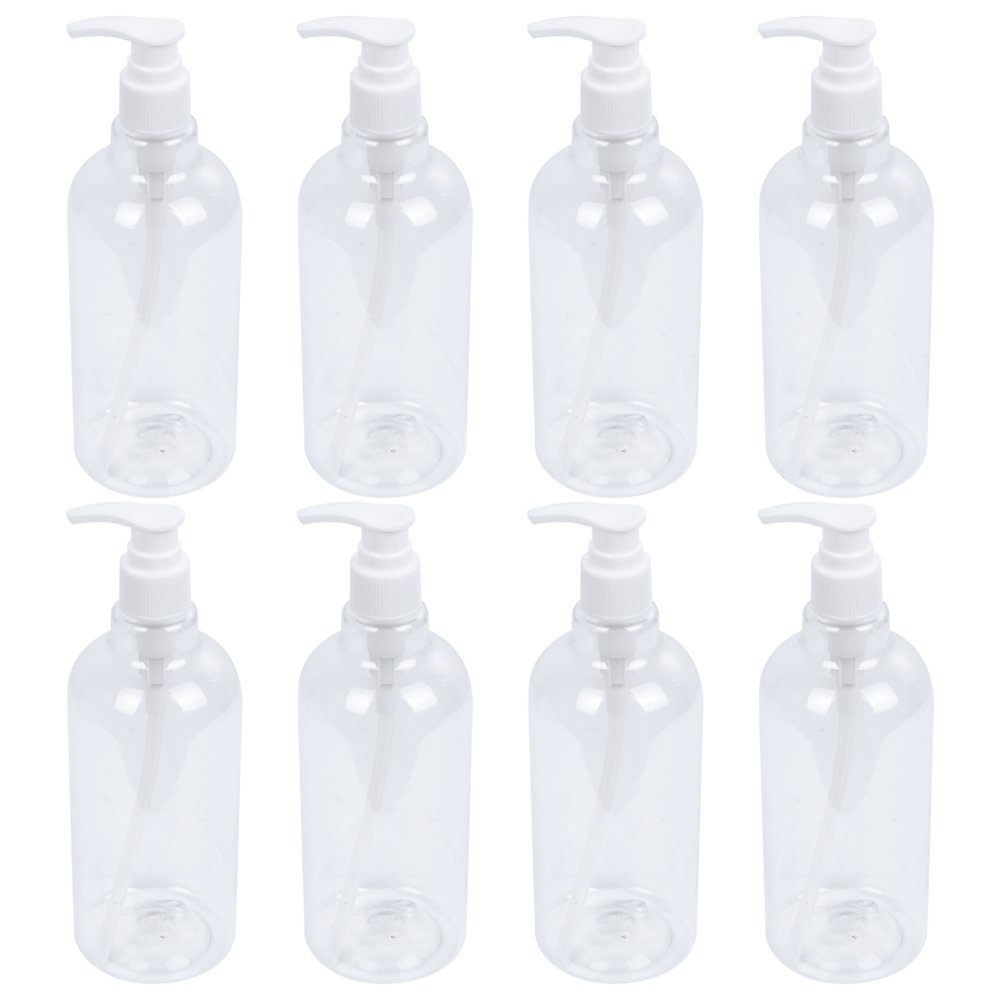 Hemoton HEMOTON 8pcs 500ml Refillable Pump Bottles Transparent