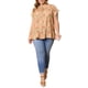 thumbnail image 2 of GRACE & GRANDEUR Blusas de Verano de Talla Grande para Mujeres con Estampado Floral, Cuello Atado y Mangas con Volantes 3X Naranja, 2 of 6