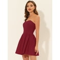 thumbnail image 4 of Fiesde las mujeres sin tirantes con cremalleexpuessólido mini vestido de tubo acampanado Vino Rojo S, 4 of 4