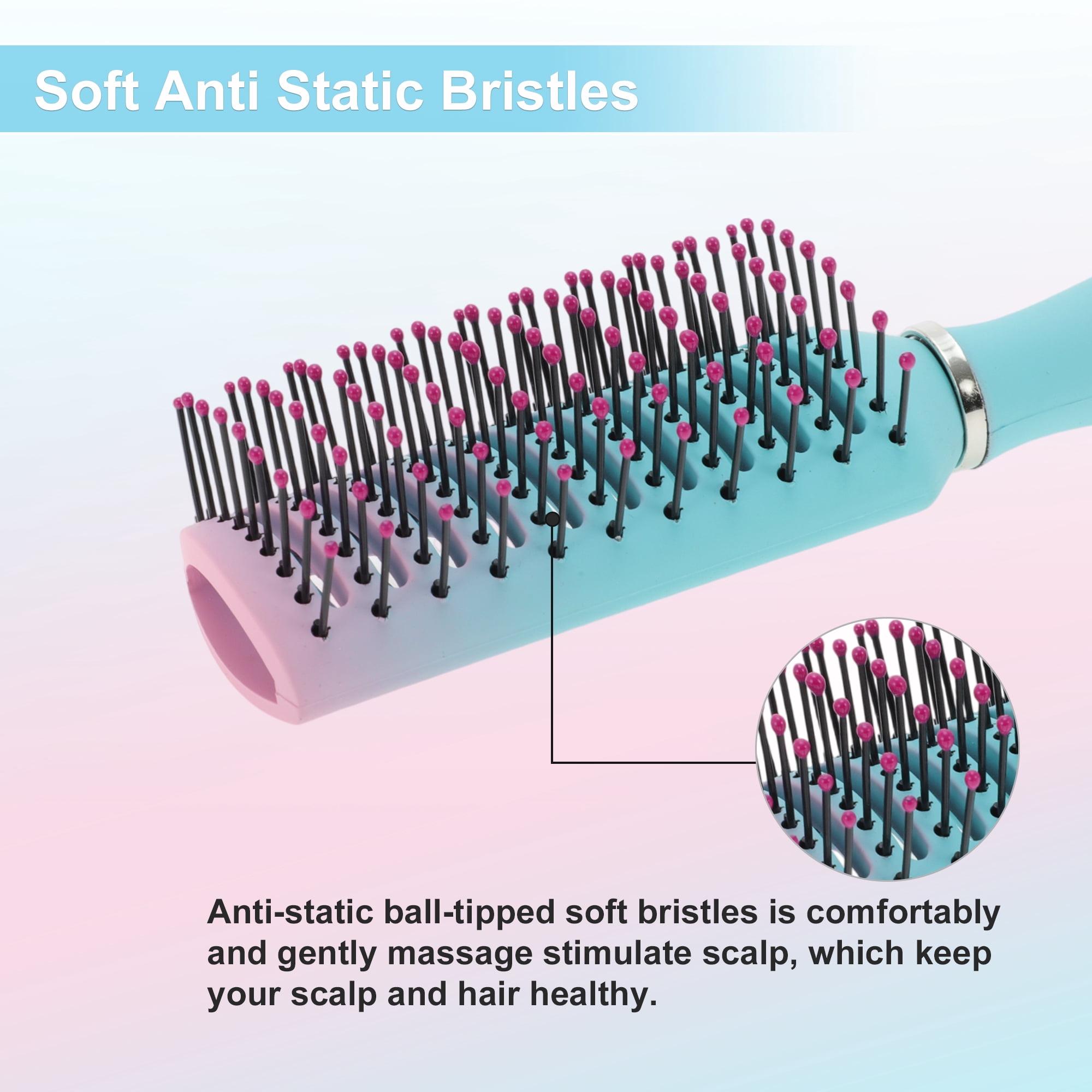 Unique Bargains Vented Hair Brush with Ergonomic Design Lake Blue