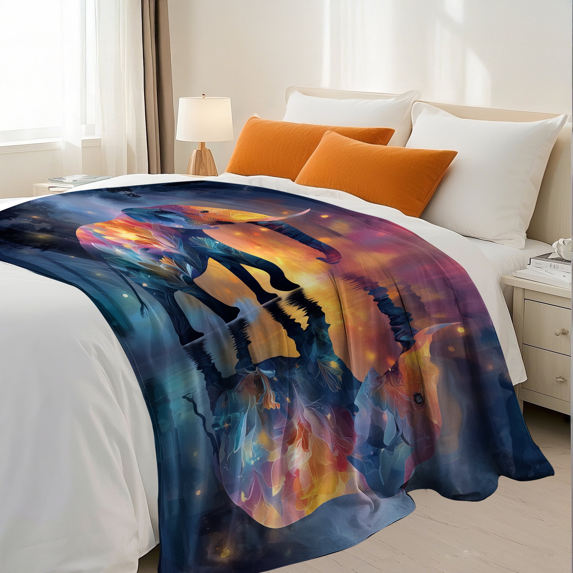 Flannel Fleece Throw Blanket, Soft Large Throw Blanket, Lightweight Cozy Plush Throw Blanket Fit Sofa Bed, 30"x40", Elephant