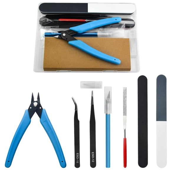 BXQINLENX Kit de herramientas profesional para modelo de coche Gundam de 8 piezas, herramientas básicas para modelador, juego de manualidades, reparación y fijación de construcción de pasatiempos (A)