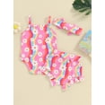 thumbnail image 5 of Yunliwuli Baby Girls Shorts Set, Flower Print Sleeveless Romper with Shorts Hairband Summer Outfit, 5 of 10