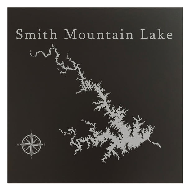 Smith Mountain Lake Map 12x12" Black Metal Wall Art Office Decor Gift ...