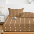 thumbnail image 6 of King Size Fitted Sheet Set - Geometric Stripes Brown 3 Piece Bedding Sets 16" Deep Pocket Fitted Sheet with 2 Pillowcases, Polka Dots Abstract Farmhouse Brushed Microfiber Hotel Luxury Bed Sheets, 6 of 9