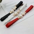 thumbnail image 4 of harmtty Women Waist Belt Elastic Thin Versatile Adjustable Faux Leather Creative Pearl Buckle Ladies Waistband Dress Belt, 4 of 8