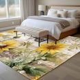 thumbnail image 5 of Area Rug 60×96in, Rustic Vintage Sunflower Bee Leaves Floor Carpet Living Room Rug, Watercolor Floral on Wood Barn Non-Slip Welcome Mat Indoor Rugs for Bedroom Dining Room, 5 of 9