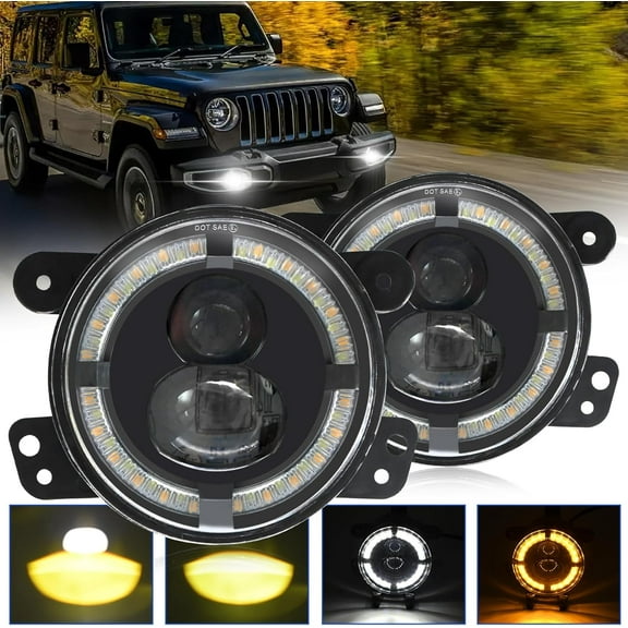 4-Inch LED Fog Lights 60W High-Intensity Off-Road Fog Lamp for Driving [ DOT] Compatible with 2007-2018 Jeep Wrangler Unlimited JK