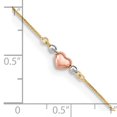 thumbnail image 4 of Primal Gold 14 Karat Tri-Color Puffed Heart 10-inch Plus 1-inch Extension Anklet, 4 of 4