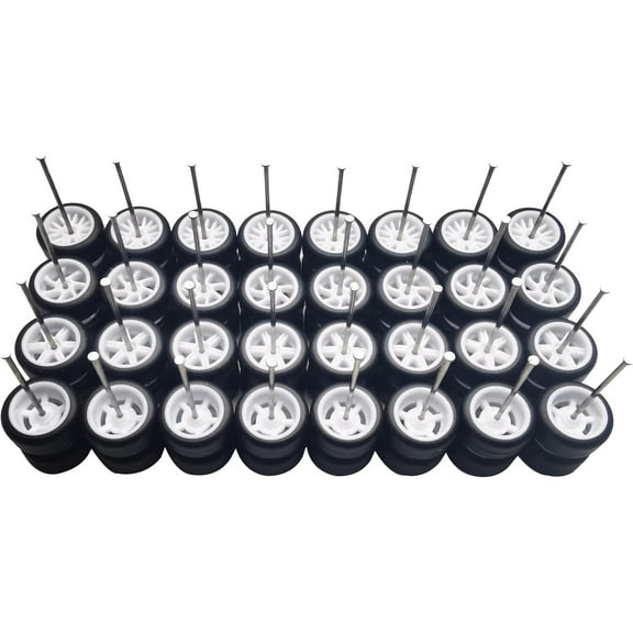 16 Set 1/64 Wheels and Tires Kit Simulation 1 64 Scale Wheels with Rubber Tires and Hub Suitable for Adding Collection Value to 1/64 Model Cars