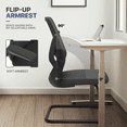 thumbnail image 4 of MoNiBloom Set of 2 Mesh Office Chair, Ergonomic Conference Seat with Lumbar Support & Flip-Up Arms for Guest Reception, Black, 4 of 11