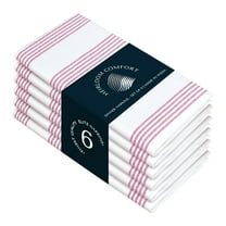 HEIRLOOM COMFORT Burgundy Wine Stripe Dinner Cloth Napkins Set of 6, 18x18 Inch, 100% Cotton, Absorbent, Multi Pin Striped Table Napkin for Wedding Receptions, Events, Reusable for Everyday Use