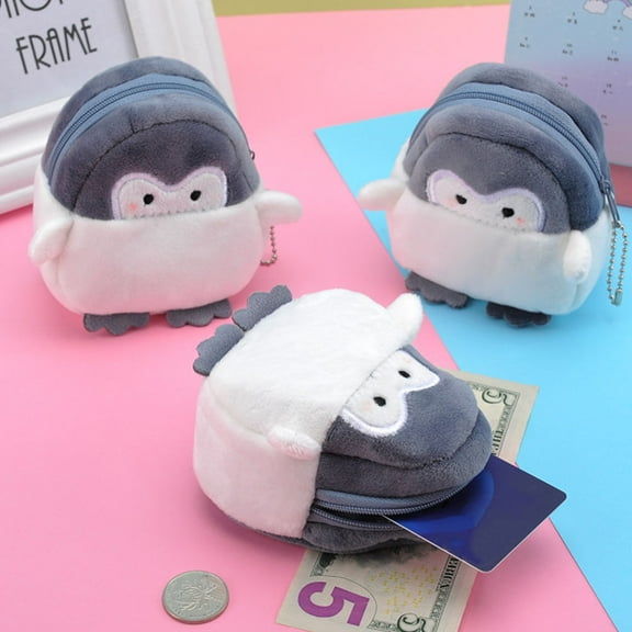 MLINS  2 Pcs Plush Penguin Wallet Purse for Kids Girls Purses Small Child Toddler Black