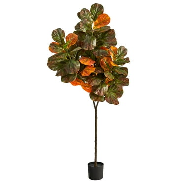 Nearly Natural 6" Autumn Fiddle Leaf Artificial Tree