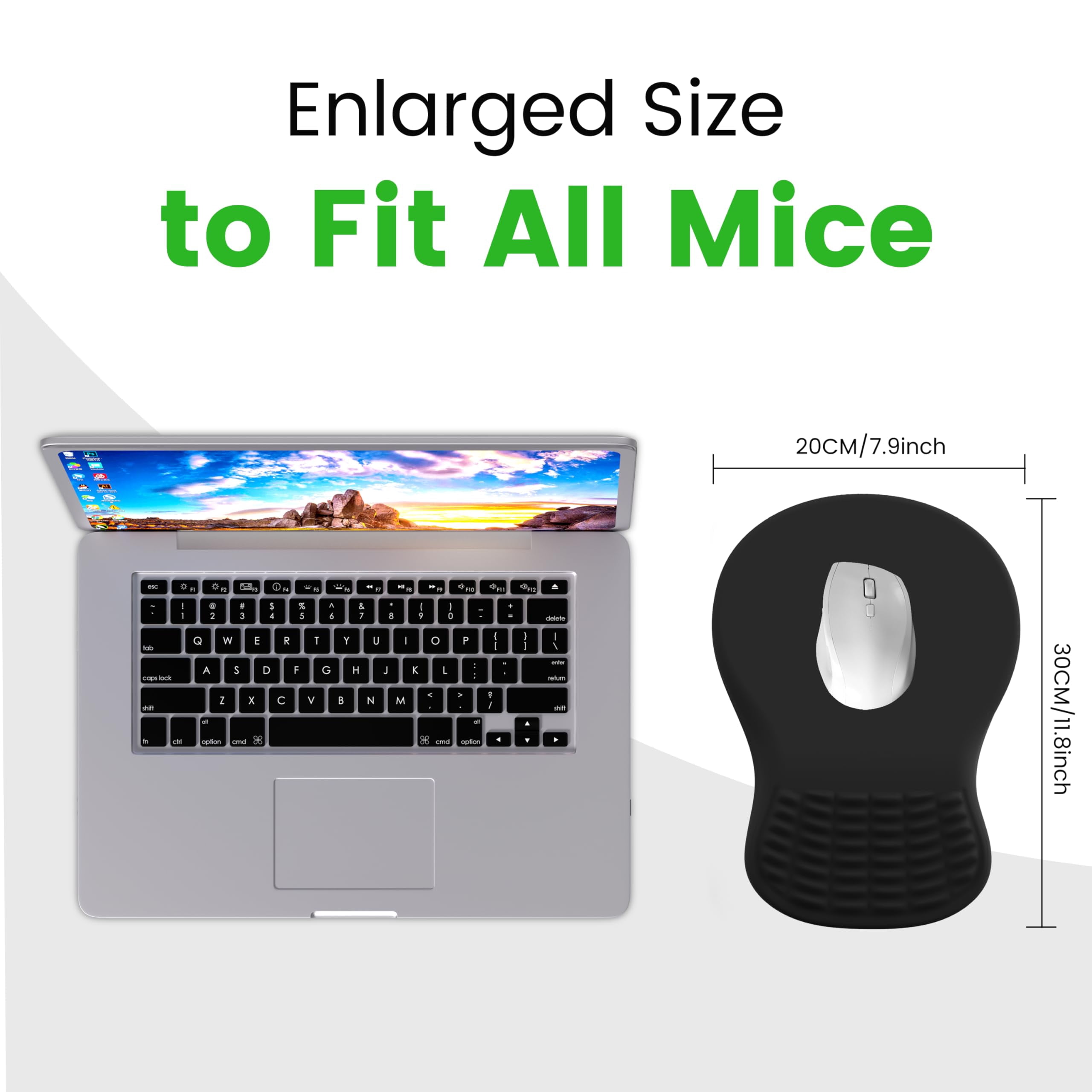 Mouse Pad With Wrist Rest  Memory Foam Support For Carpal Tunnel Non-slip Pu Base Comfortable Mousepad Office Home (black)