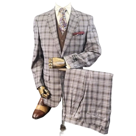 Menz Business 2 button Suits Plaids Big Tall