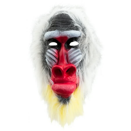 Halloween Baboon Animal Costume Full Head Mask, White Red Black, One ...