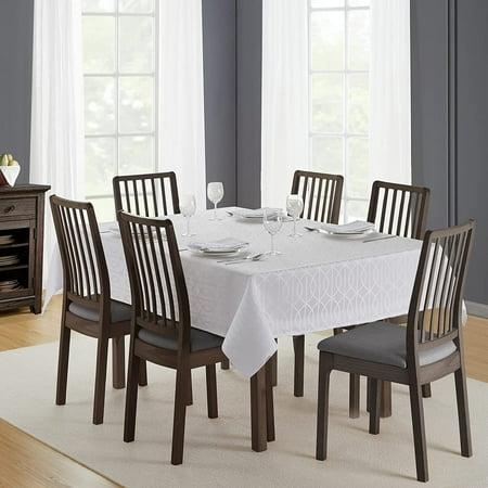 

Teflon Branson Jacquard Restaurant Treated Tablecloth for Indoor and Outdoor Use 52 x 70 White White - 70
