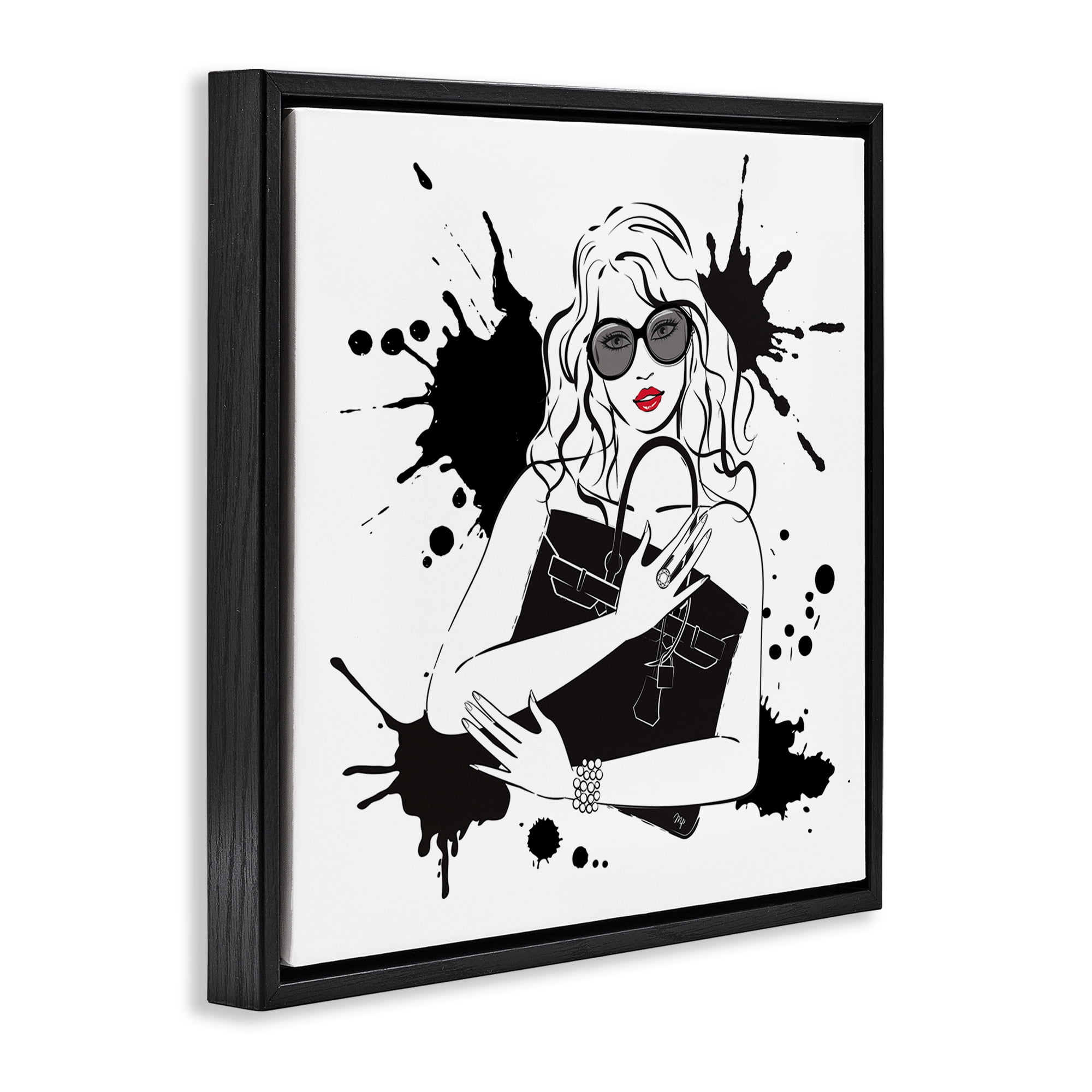 Stupell Industries Black Bag Elegance & Glamour Black Framed Floater Canvas Wall Art, design by Martina Pavlova