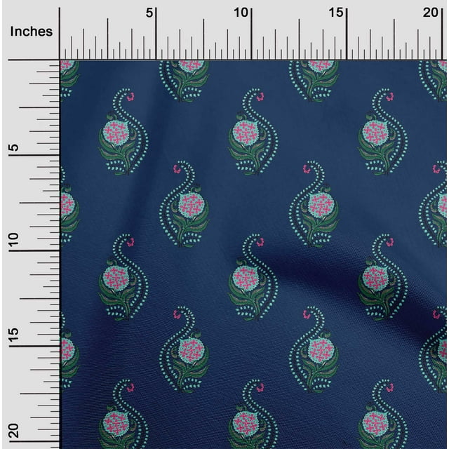 oneOone Tissu Polyester Lycra Feuilles & Floral Imprimé Bloc Tissu BTY 56 Pouces de Large