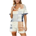 thumbnail image 5 of Dxzfnsa Womens Pajama Sets Short Sleeve Lounge Sets for Women Printed Jogger Pajama Set 2 Piece Pj Sets With Pockets S-2XL, 5 of 7