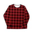 thumbnail image 4 of Family Pajamas Matching Sets Christmas Pjs Set Solid Color Long Sleeve Shirt and Pant Loungewear Sleepwear (Kid:8Y, Red-Plaid), 4 of 4