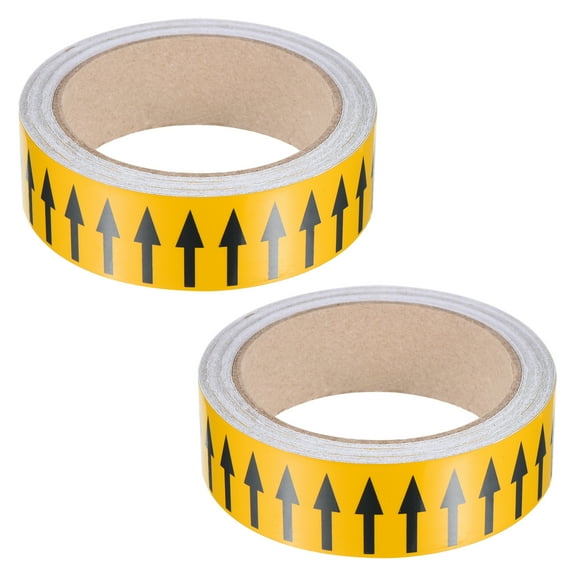 Uxcell Flow Arrow Tape, Polyethylene Pipe Marking Sticker 1.2 inch x 33 ft, 2 Rolls Yellow/Black