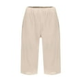 thumbnail image 5 of Beige Womens Sweatpants Womens Casual Loose Elastic Waist Cotton Trouser Cropped Wide Leg Pants Casual Pants Women, 5 of 5