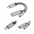 thumbnail image 2 of USB C a 3,5mm Auriculares y 60W PD Rápida Carga Adaptador 2 en 1 Tipo C a Alta-Resolución Auxiliar Micrófono Conector HiFi 24bit 96Khz para Teléfono, Gris, 2 of 4