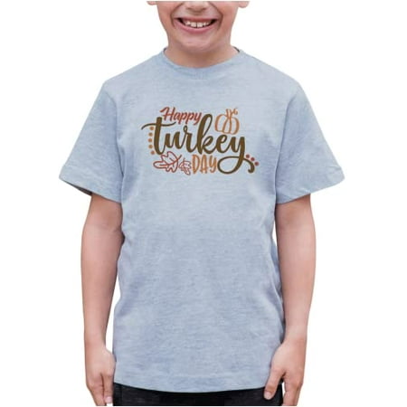 

7 ate 9 Apparel Kids Happy Thanksgiving Shirts - Happy Turkey Day - Grey Shirt 3T