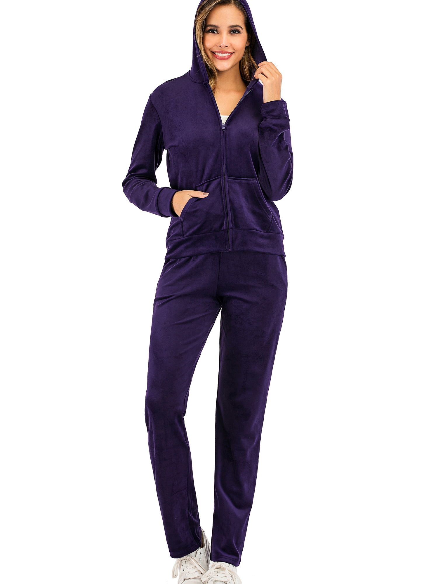 Merry Style Womens Velour Zippered Tracksuit Leisure 