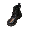 thumbnail image 2 of Girls Bow Embellished Fall Winter Zipper Short Boots, Soft Flat Sole Leather Material Easy On Off Daily Casual School Ankle Boots Black 13.5 Little Kids, 2 of 7