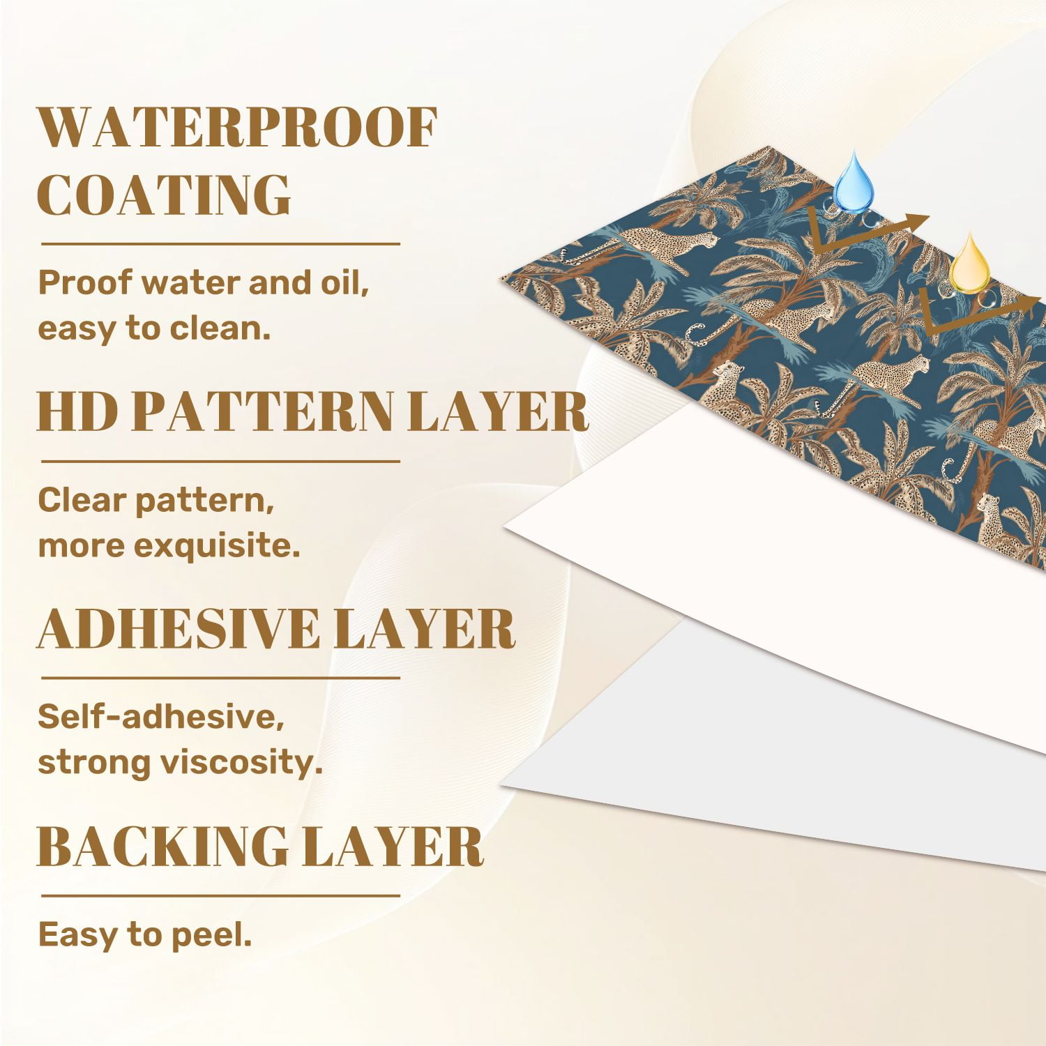 Cheetah Peel and Stick Wallpaper 23.6in x 9.8ft Tropical Jungle Cheetahs Palm Trees Blue Contact Paper Vinyl Waterproof Self Adhesive Wall Paper for Bedroom Shelf Cabinet Renter Friendly