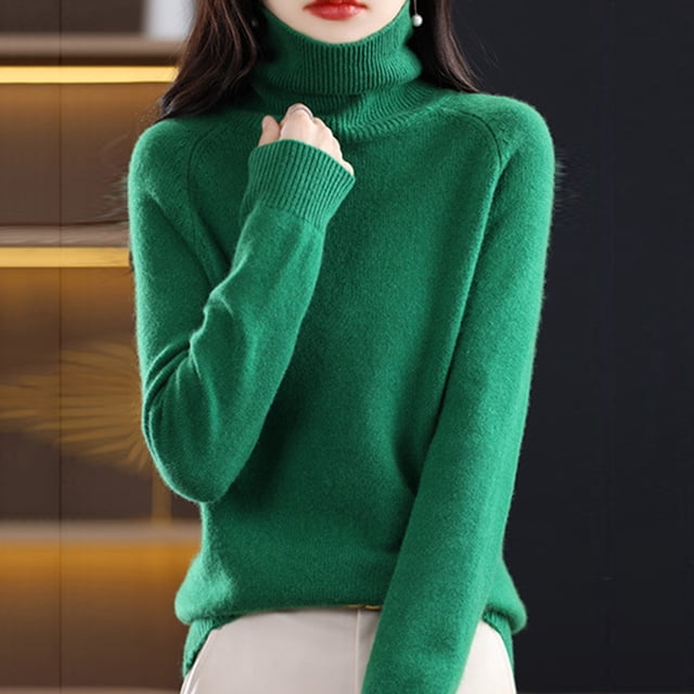 Autumn New Turtleneck Sweater Ladies Loose Large Size Thick Knitted Sweater Bottom Shirt