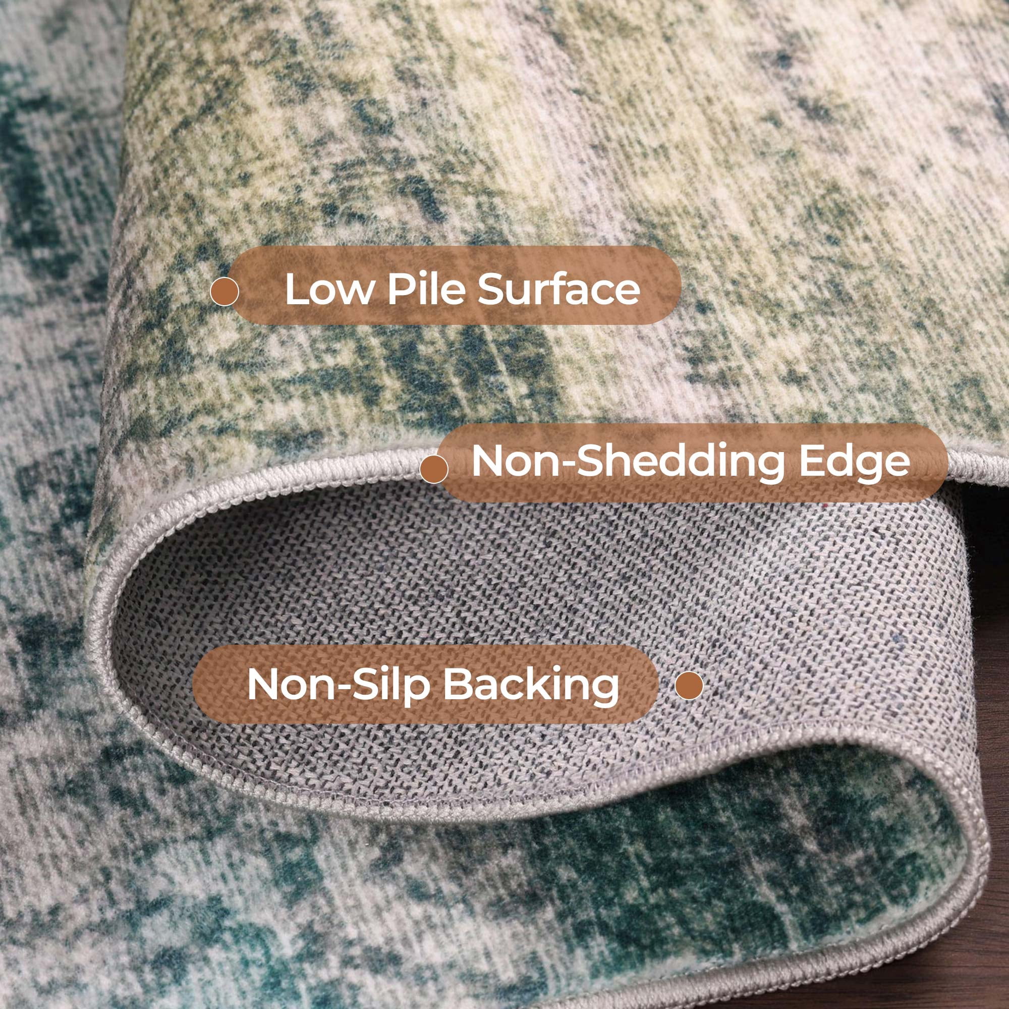 6x9 Modern Abstract Rugs Washable Non-Slip Ombre for Living Room Bedroom Study Room-Teal