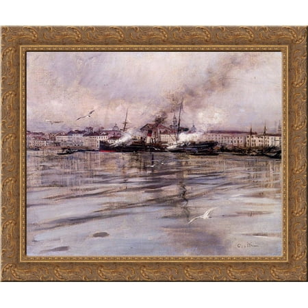 View of Venice 23x20 Gold Ornate Wood Framed Canvas Art by Boldini, Giovanni