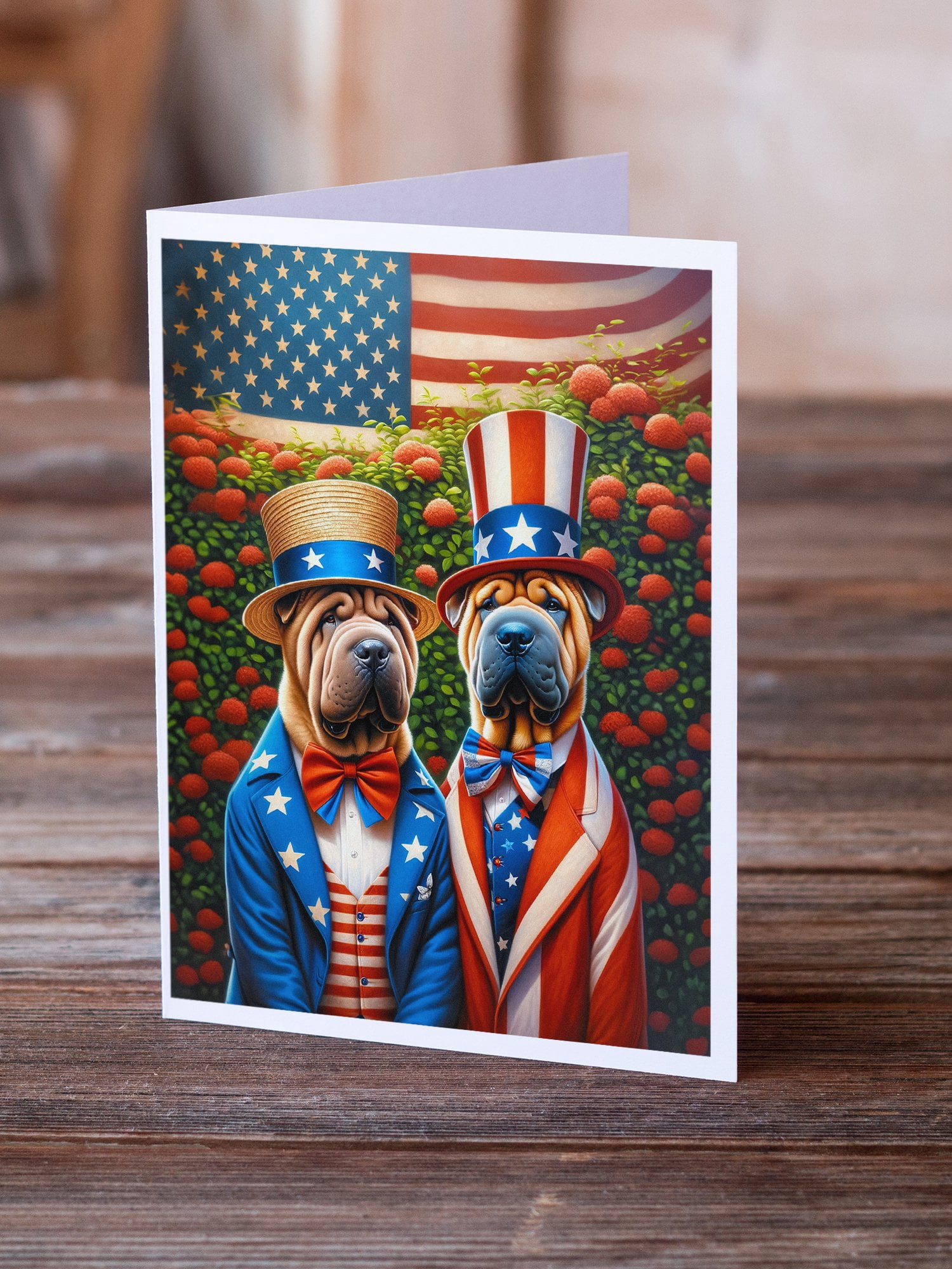 All American Shar Pei Greeting Cards Pack of 8 7 in x 5 in