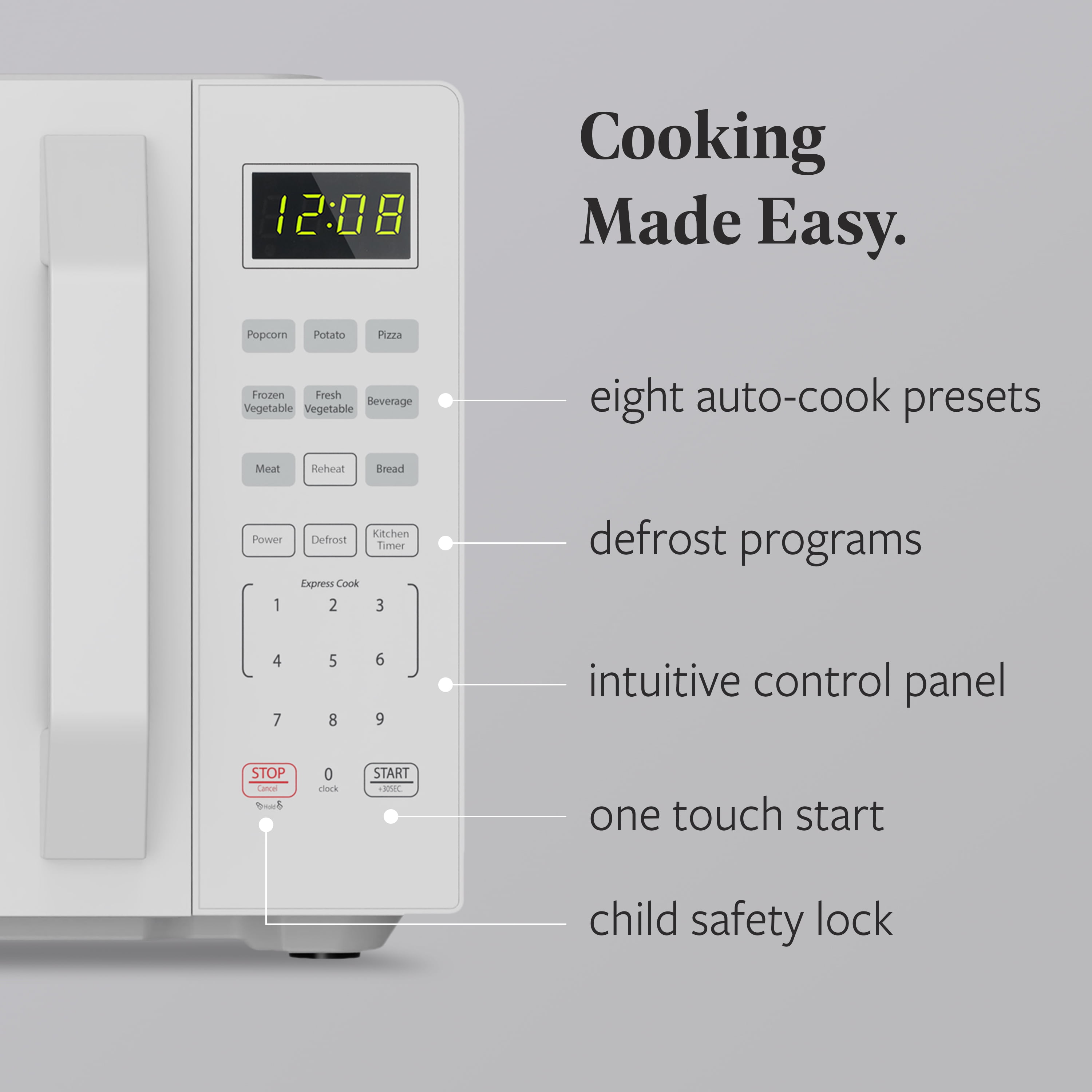 Farberware 1.1 cu ft Microwave Oven,1000W Countertop Microwave Oven with Auto Cook Menu, White