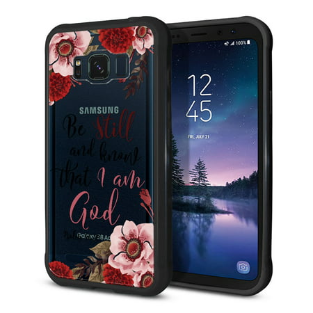FINCIBO Slim TPU Bumper + Clear Hard Back Cover for Samsung Galaxy S8 Active, Christian Quotes Psalm (Best Christian Wallpapers For Mobile)