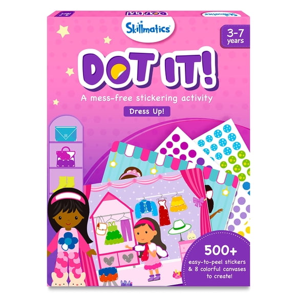 Skillmatics Dot It Sticker Art - Dress Up Mess-Free Fun for Kids 500+ Stickers Craft Kits DIY Scrapbooking Activity Travel Toys Gifts for Boys & Girls Ages 3 4 5 6 7