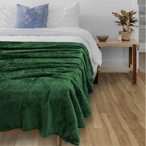 Dark green waffle blanket best sale