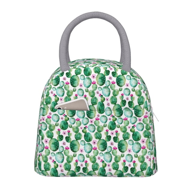 Vsdgher Cactus Plants Print Insulated Lunch Bag Simple Bento Cooler Bag Lunch Tote Bag , Suitable for picnics, school, work