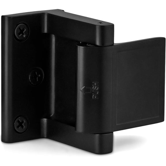 Hotel Style Door Lock Guard, Black Heavy Duty Security Latch for Home Bedroom & Bathroom - Additional Safety Lock, Privacy Door Lock with Metal Plate