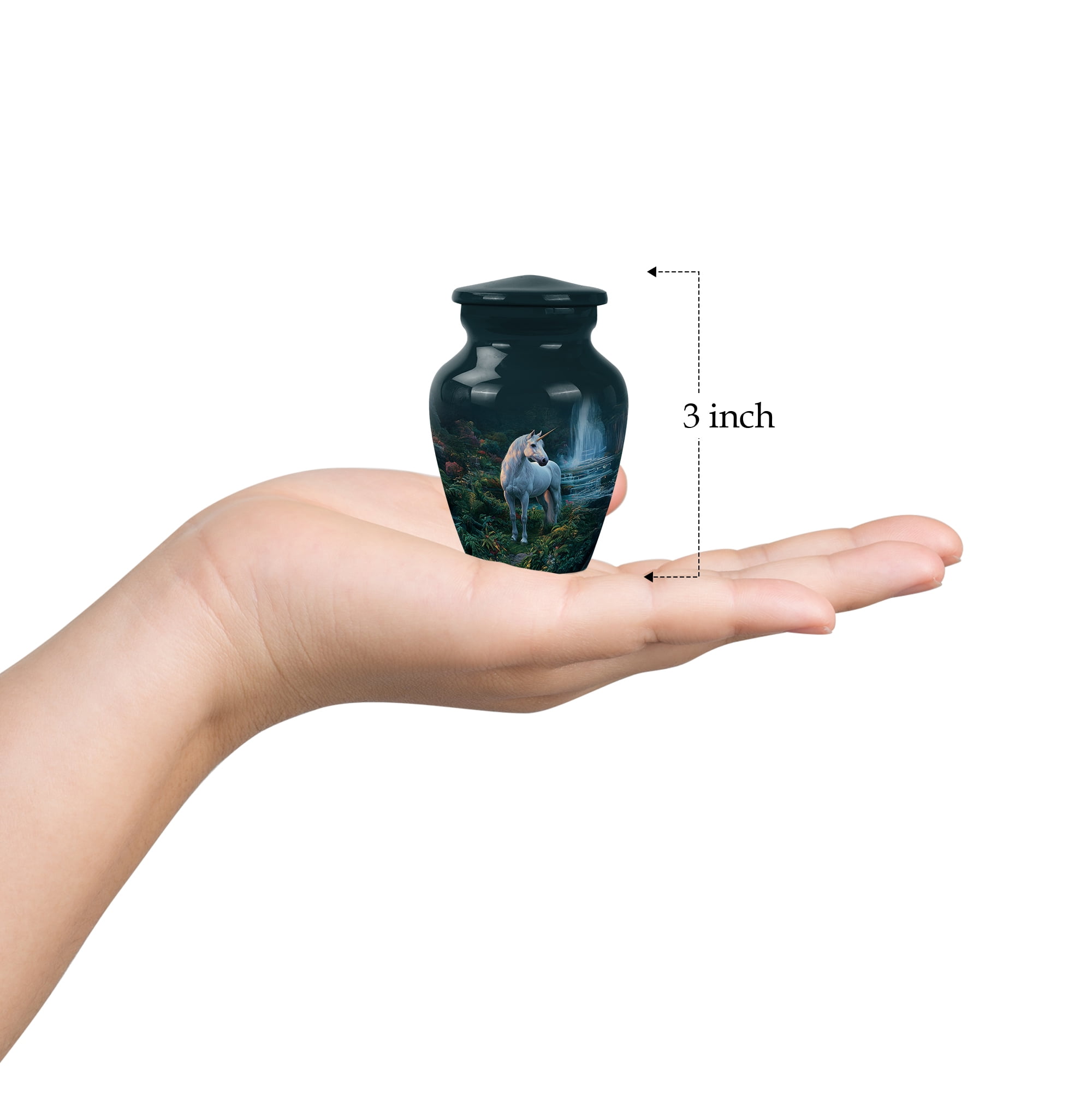 Unicorn Small Keepsake Urn For Adult Male And Female, Blue Mini Urn For Ashes For Women And Man, 3 Inch Miniature Urns For Human Ashes Adult Brother And Sister