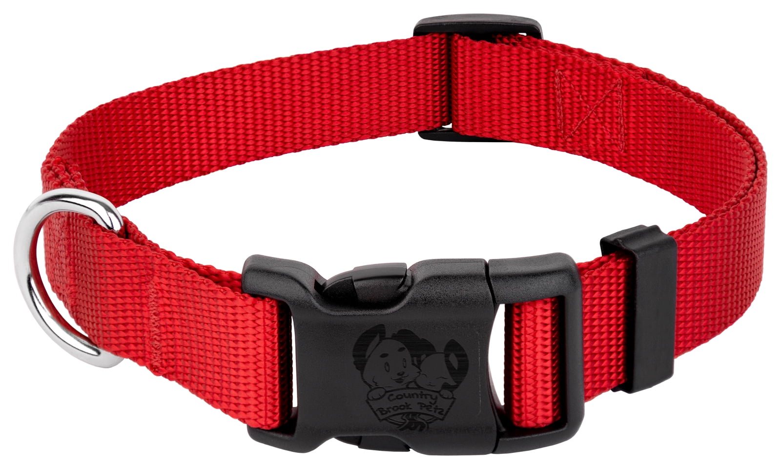 Country Brook Petz® American Made Deluxe Bright Red Nylon Dog Collar